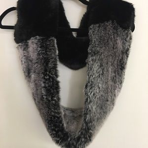 Black and grey fur scarf